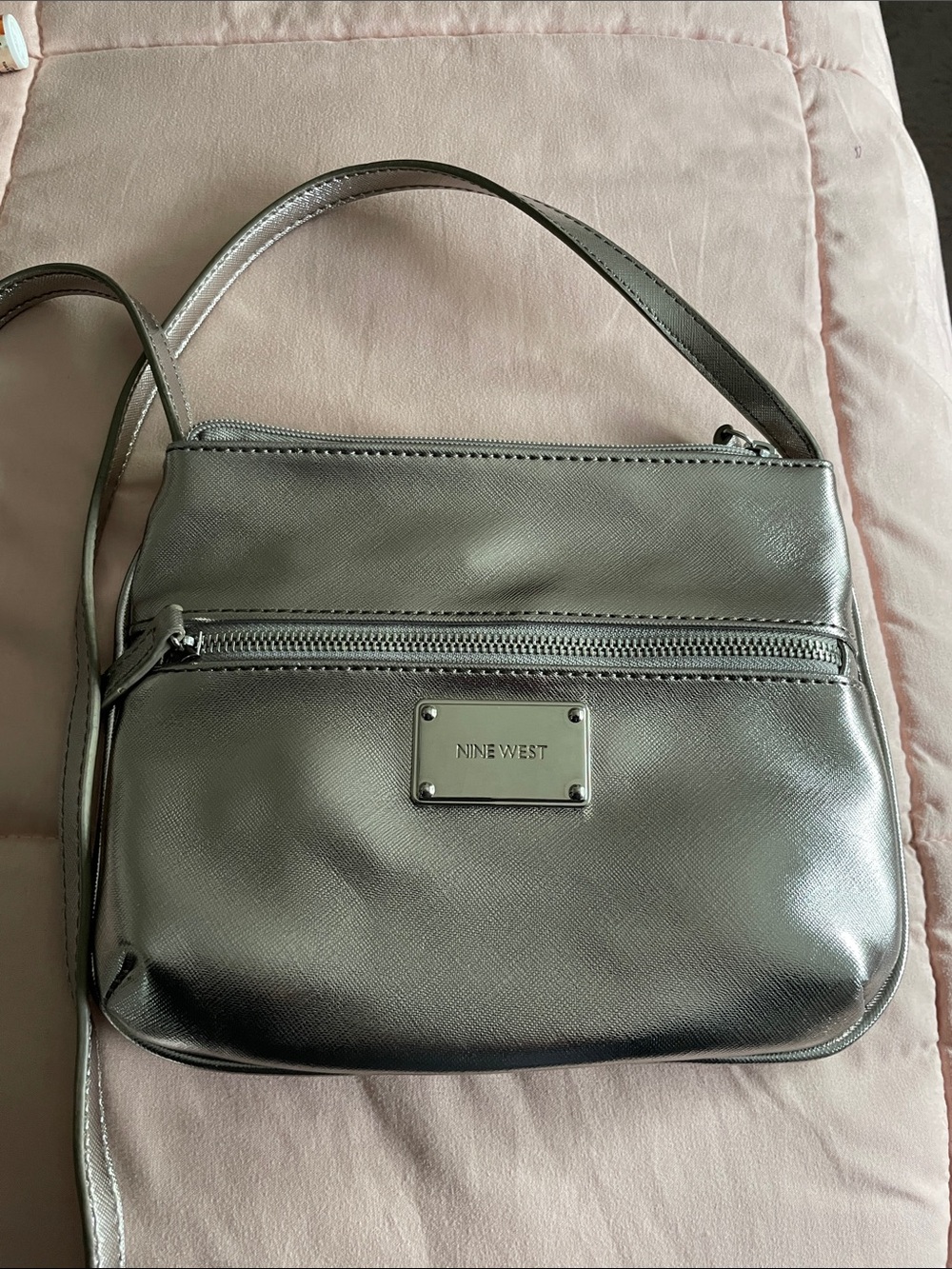 Nine West Metallic Silver Crossbody Purse
